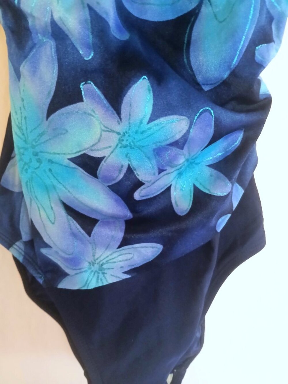 Vintage Longitude Blue Floral One‑Piece Swimsuit 8 Retro Resort Tropical USA - Picture 2 of 7